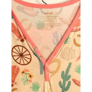 Women's M Mom Little Sleepies Pjs Pajamas Set Western Rodeo Print Oversized Guc